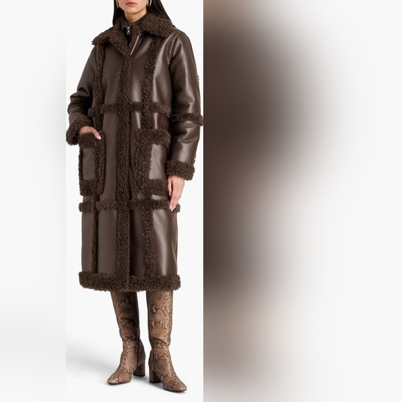 STAND STUDIO Brown Fur Coat NWT Sz 2 - Picture 6 of 9